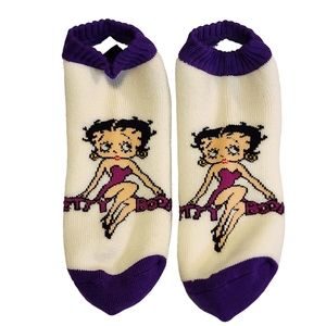 NWOT Vintage Betty Poop Socks Purple and White 1 pair